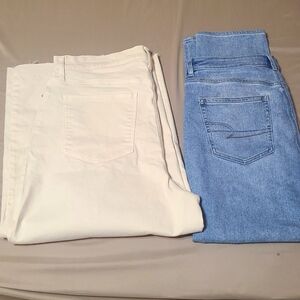 Women's Blue and White Jeans